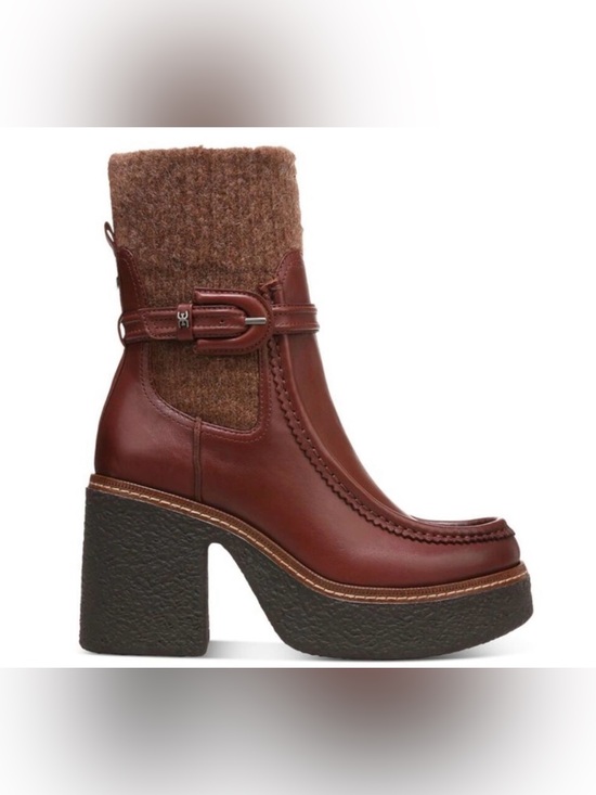 SAM EDELMAN Shoes - SAM EDELMAN Womens Brown Sweater Cuffs 1" Platform Sidney Booties 7.5